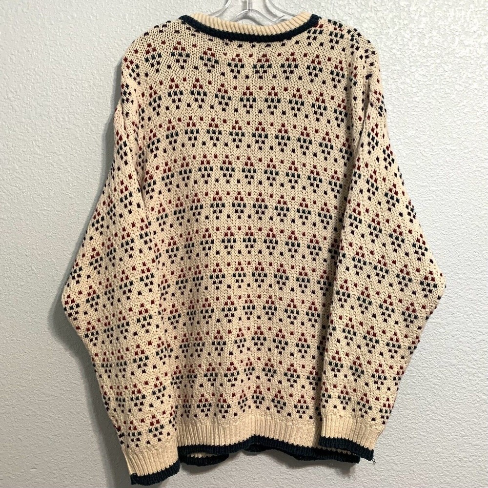 OLD GLORY MEN Medium 100% COTTON GEOMETRIC PULLOVER SWEATER MADE In The USA - Picture 2 of 10
